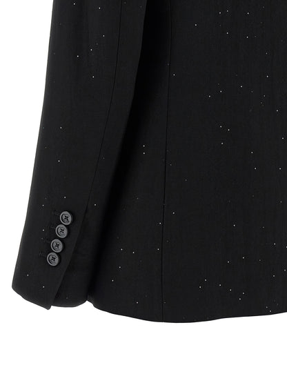 Blazer by Herno for women in polyamide linen viscose & sequins black showcases a discerning silhouette, elegantly detailed with a sophisticated and premium for a truly discerning finish.