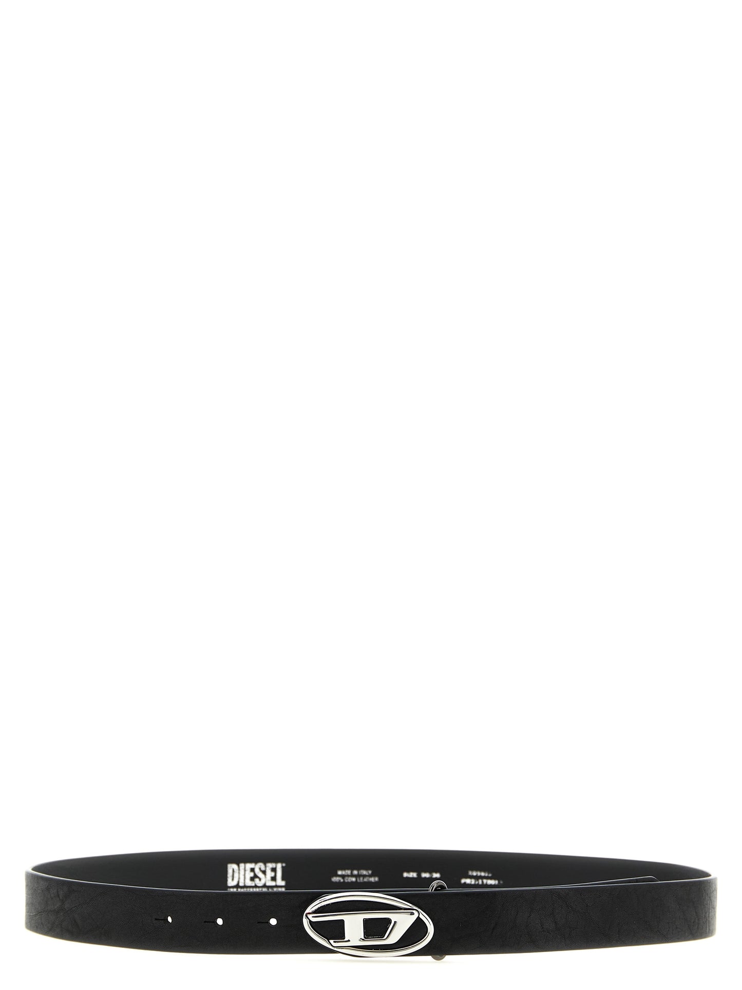 Belt by Diesel for men in polyethylene polyurethane leather black features a versatile silhouette, artfully showcasing the versatile design of the 1 Dr Polyethylene Polyurethane Leather Belt for a sophisticated, premium finish.