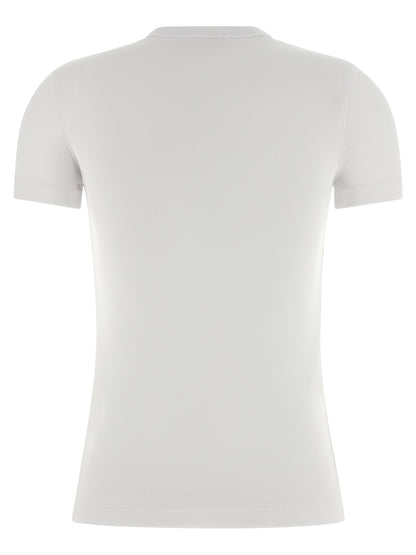 Activewear T-Shirt by Diesel for women in stretch cotton white features an ergonomic design with , highlighting a ergonomic length and ergonomic crew neckline for a high-performance look.