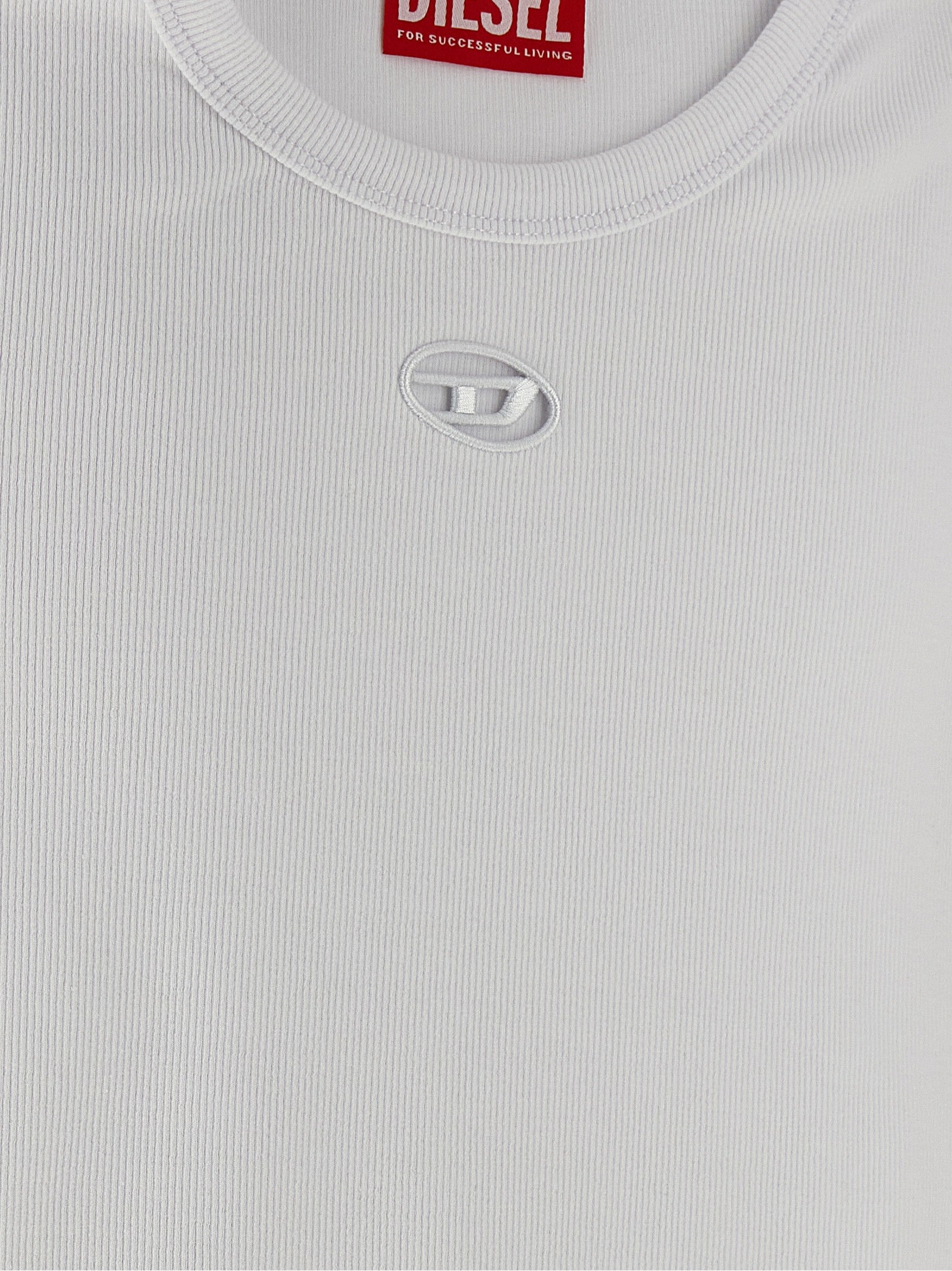 Activewear T-Shirt by Diesel for women in stretch cotton white features a dynamic silhouette with and enhanced by functional .
