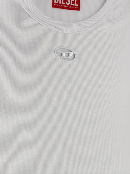 Activewear T-Shirt by Diesel for women in stretch cotton white features a dynamic silhouette with and enhanced by functional .