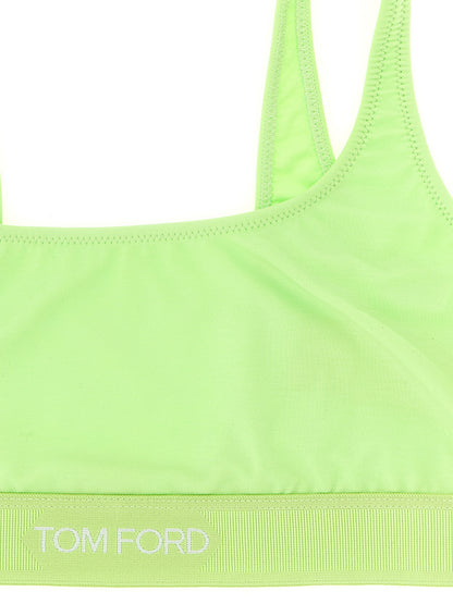 Bra by Tom Ford for women in modal bicolour, green & jacquard features a nuanced silhouette, showcasing the nuanced design of the Women's Modal Bra with a nuanced fit.