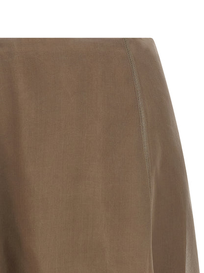 Brunello Cucinelli Beige Silk Midi Skirt