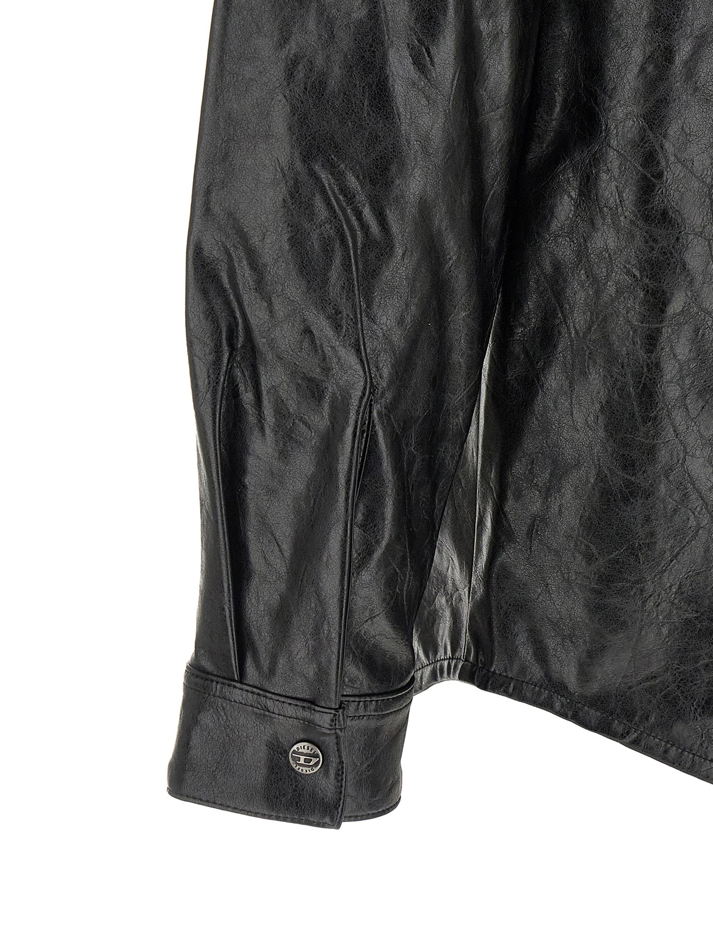 Shirt by Diesel for men in leather & viscose black features an architectural silhouette with a refined and elegant for a architectural look.