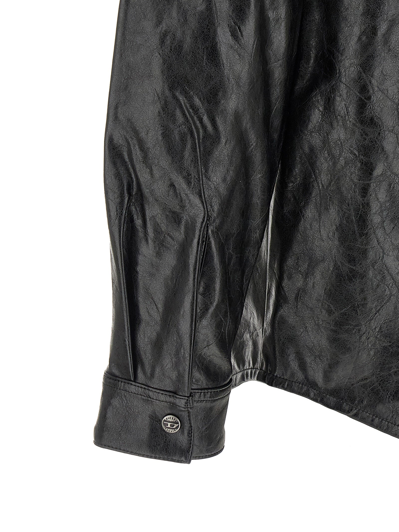 Shirt by Diesel for men in leather & viscose black features an architectural silhouette with a refined and elegant for a architectural look.