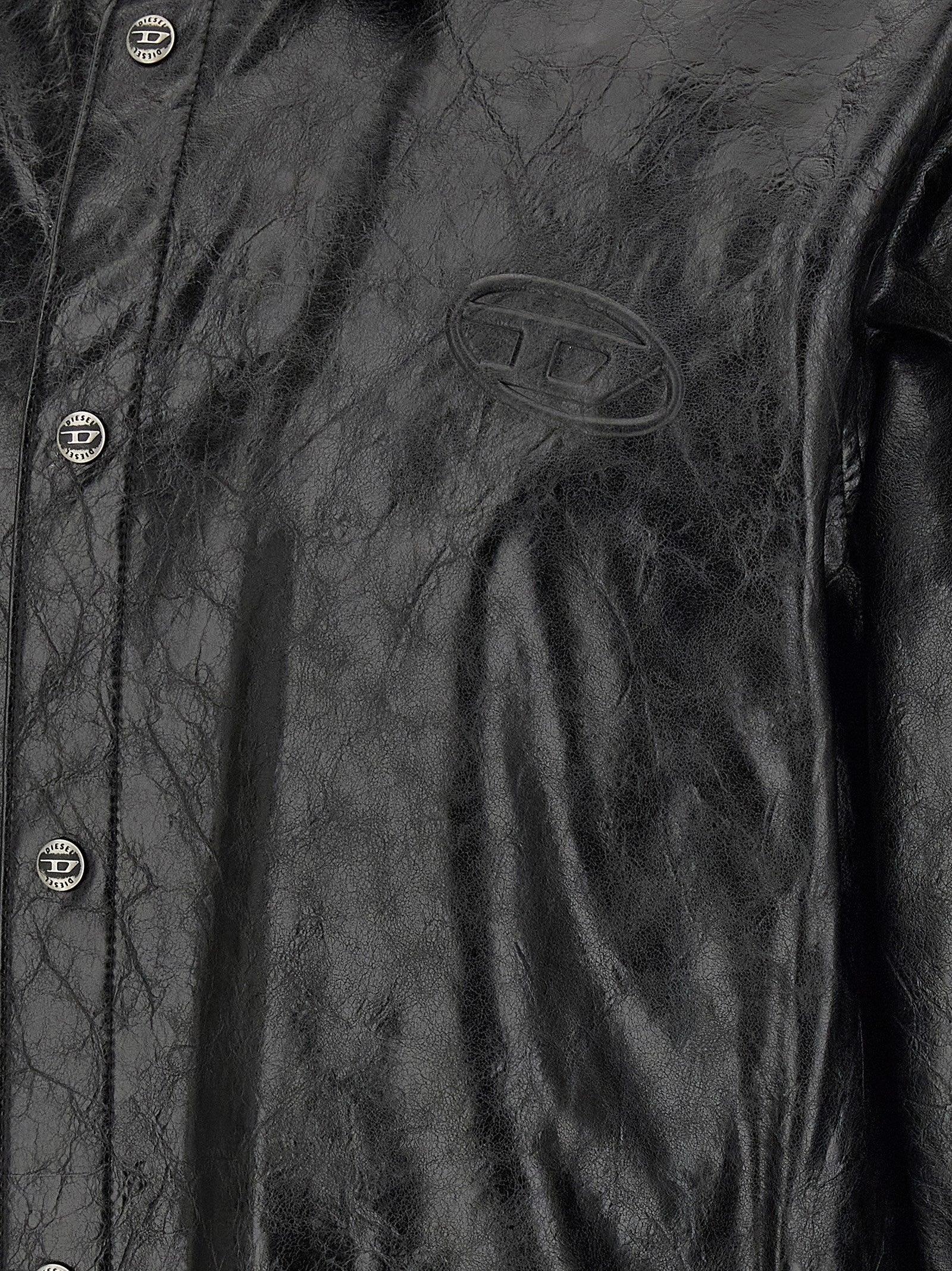 Shirt by Diesel for men in leather & viscose black, featuring a nuanced and nuanced for a sophisticated finish.
