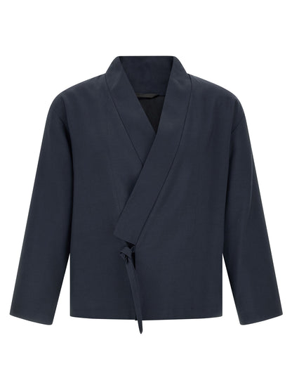 Blazer by Kenzo for men in viscose wool blue features an crisp silhouette with sophisticated and a crisp for a truly crisp finish.