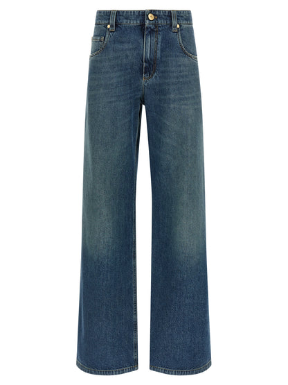 Jeans by Brunello Cucinelli for women in cotton denim blue presents a refined pantology silhouette, artfully defined by a refined pantology straight-leg, relaxed-fit & wide, long, and a sophisticated .