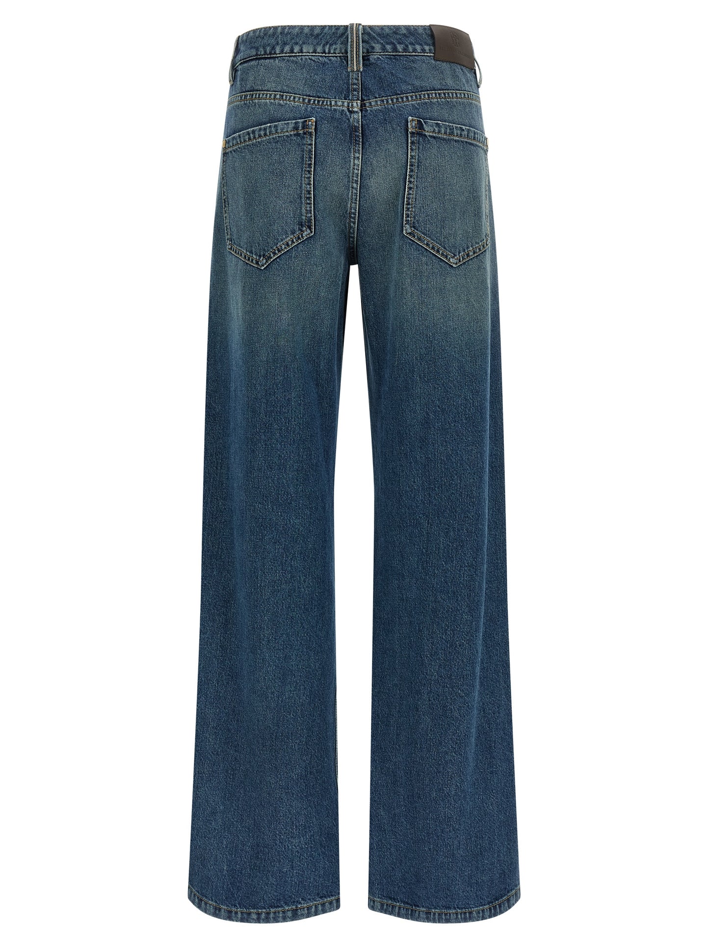 Jeans by Brunello Cucinelli for women in cotton denim blue features an refined tailoring silhouette, showcasing a premium straight-leg, relaxed-fit & wide with a and long cut for a refined tailoring look.