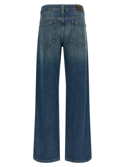 Jeans by Brunello Cucinelli for women in cotton denim blue features an refined tailoring silhouette, showcasing a premium straight-leg, relaxed-fit & wide with a and long cut for a refined tailoring look.