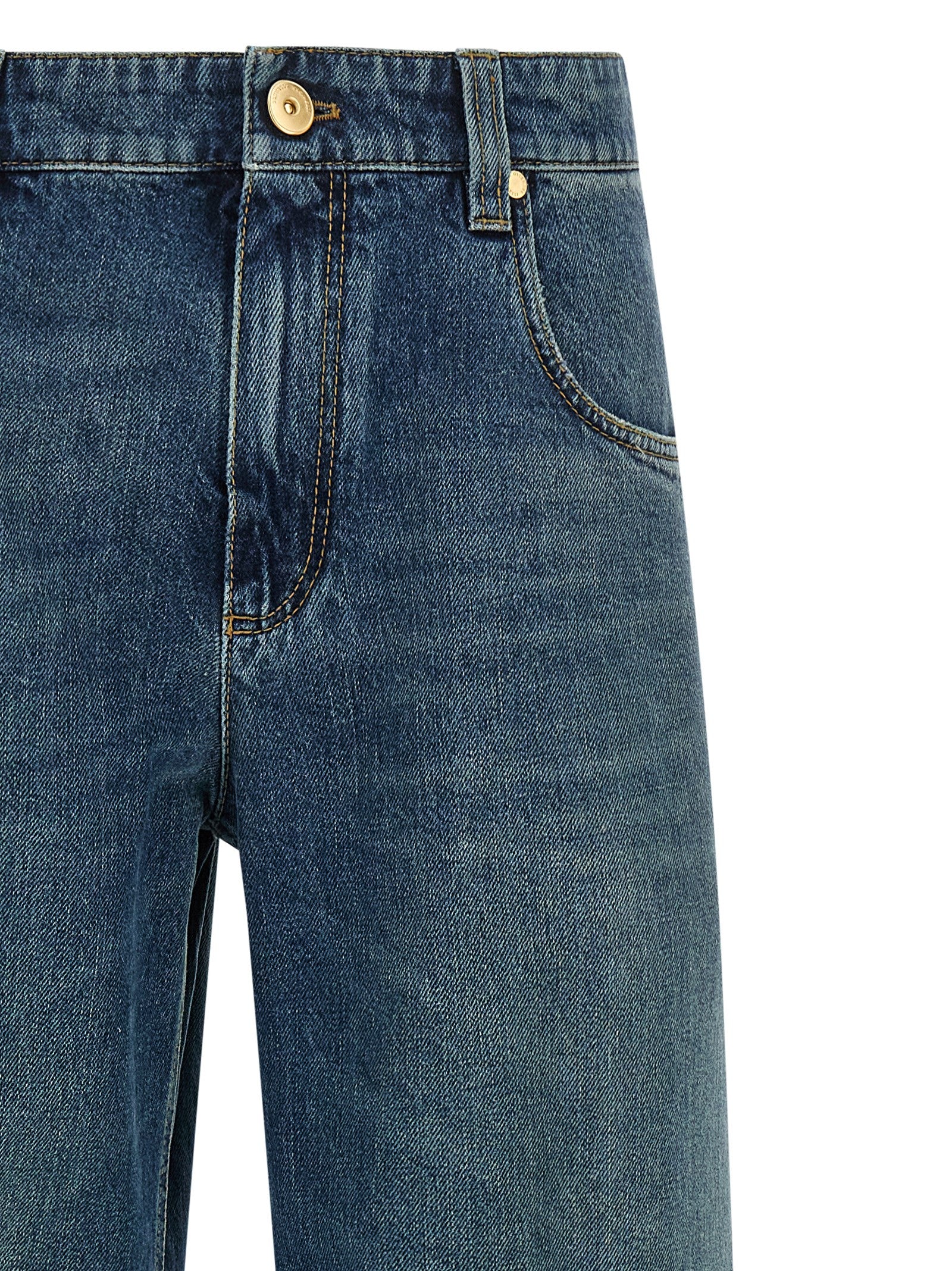 Jeans by Brunello Cucinelli for women in cotton denim blue features an sartorial straight-leg, relaxed-fit & wide and long with a cut for a sartorial finish.