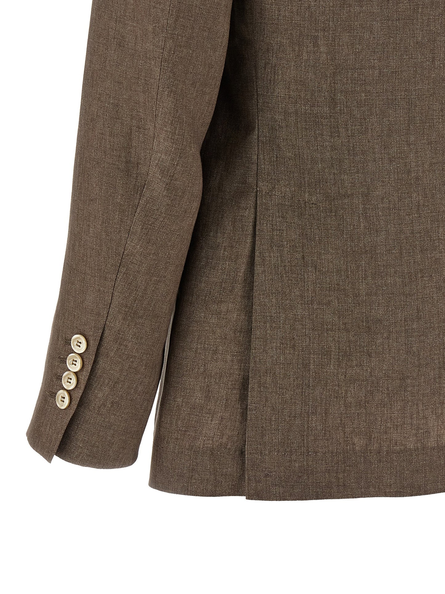 Blazer by Brunello Cucinelli for men in linen & cupro brown & horn features an stylish silhouette, showcasing a sophisticated and stylish for a truly stylish finish.