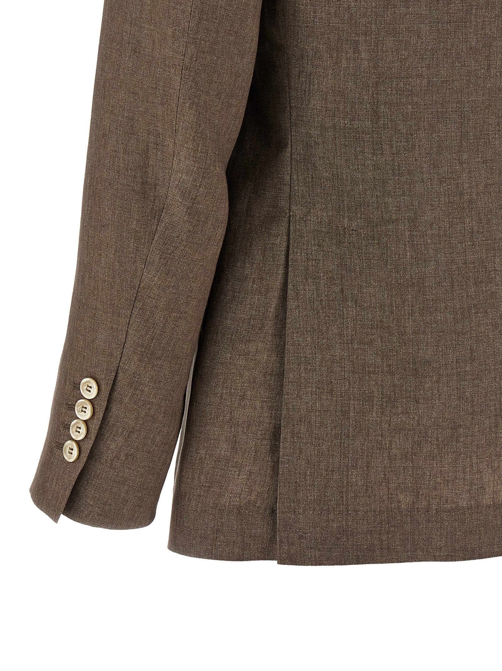 Blazer by Brunello Cucinelli for men in linen & cupro brown & horn features an stylish silhouette, showcasing a sophisticated and stylish for a truly stylish finish.