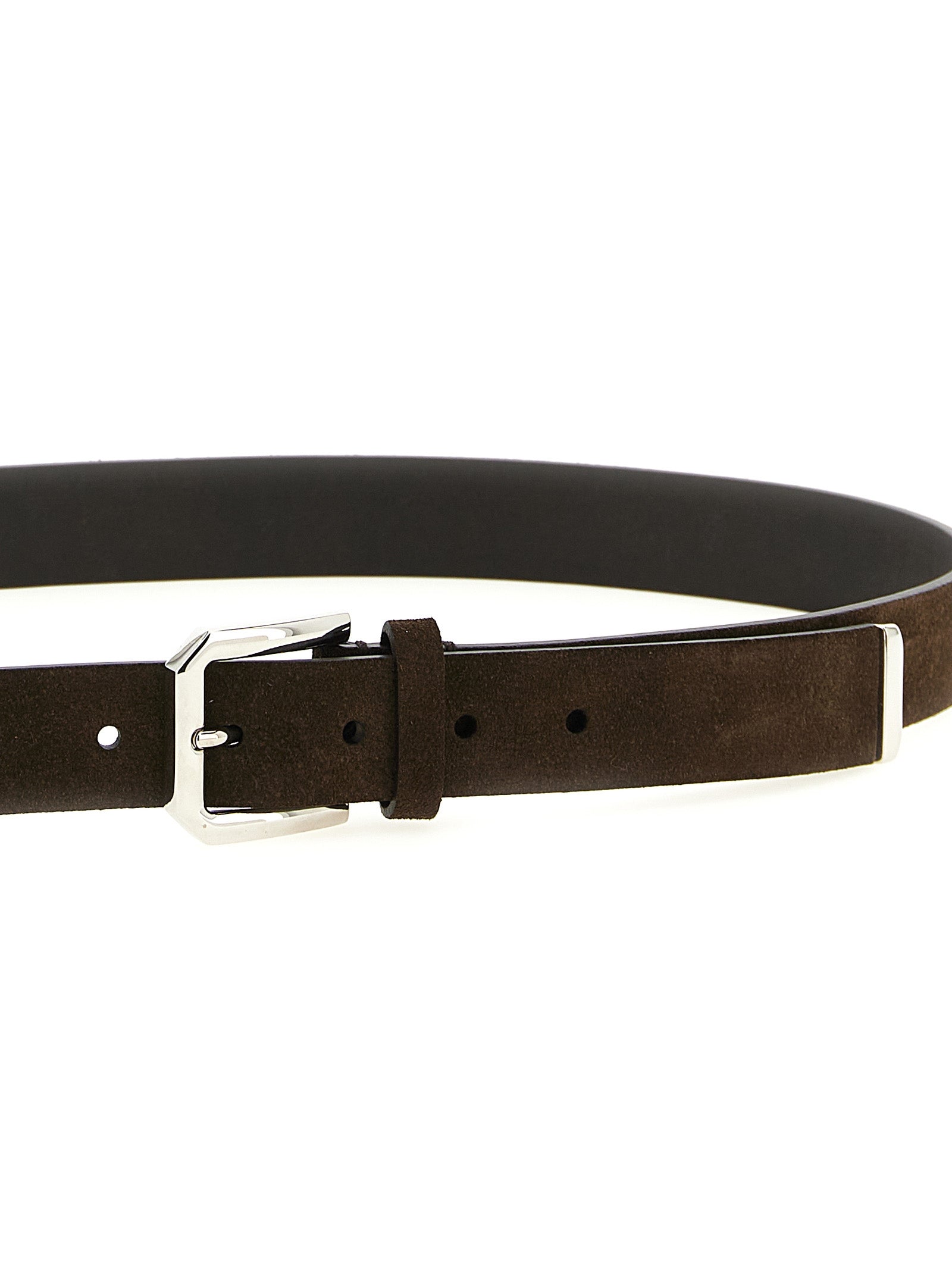 Belt by Brunello Cucinelli for men in bull leather brown features a bohemian chic silhouette, showcasing the bohemian chic Bull Leather Belt design with a sophisticated bohemian chic finish.