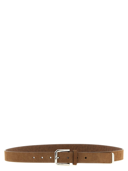 Belt by Brunello Cucinelli for men in bos taurus bull leather brown features an artisanal finish, elegantly showcasing the signature style and artisanal craftsmanship of the Bos Taurus Bull Leather Belt design.