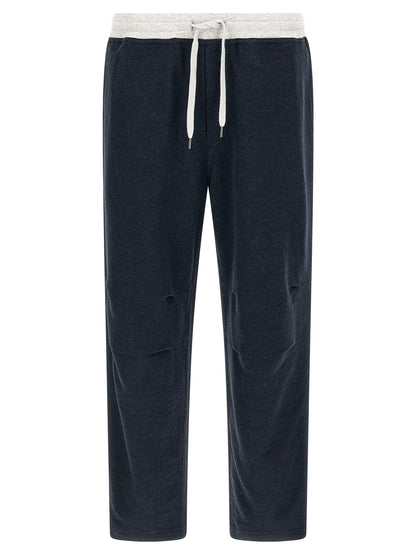 Joggers by Brunello Cucinelli for men in linen & cotton blue features an sophisticated and with a precise long, creating a sophisticated and sophisticated silhouette.