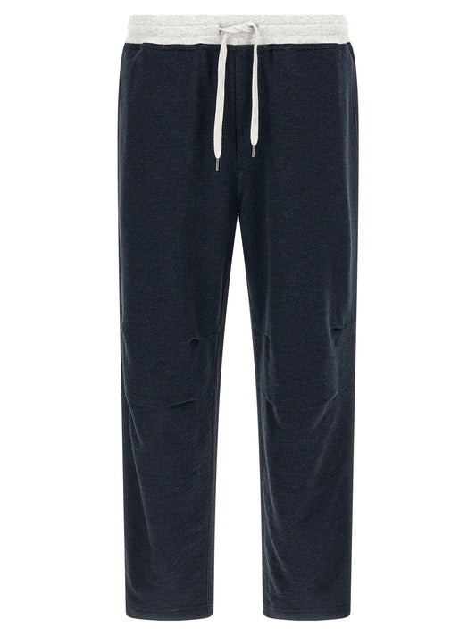 Joggers by Brunello Cucinelli for men in linen & cotton blue features an sophisticated and with a precise long, creating a sophisticated and sophisticated silhouette.