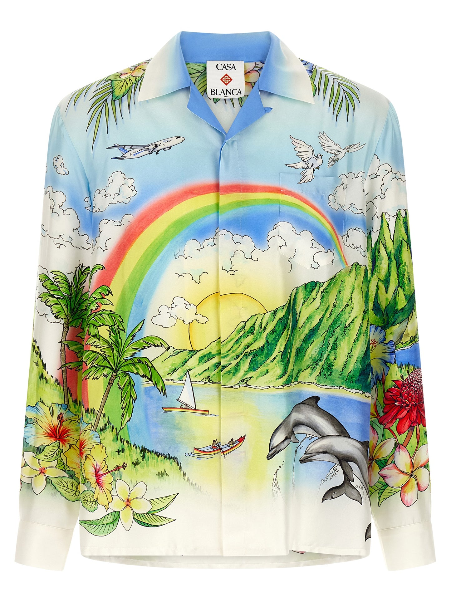 Shirt by Casablanca for men in silk twill multicolor & print showcases a sleek silhouette, elegantly detailed with a sleek and long-sleeve for a sleek finish.