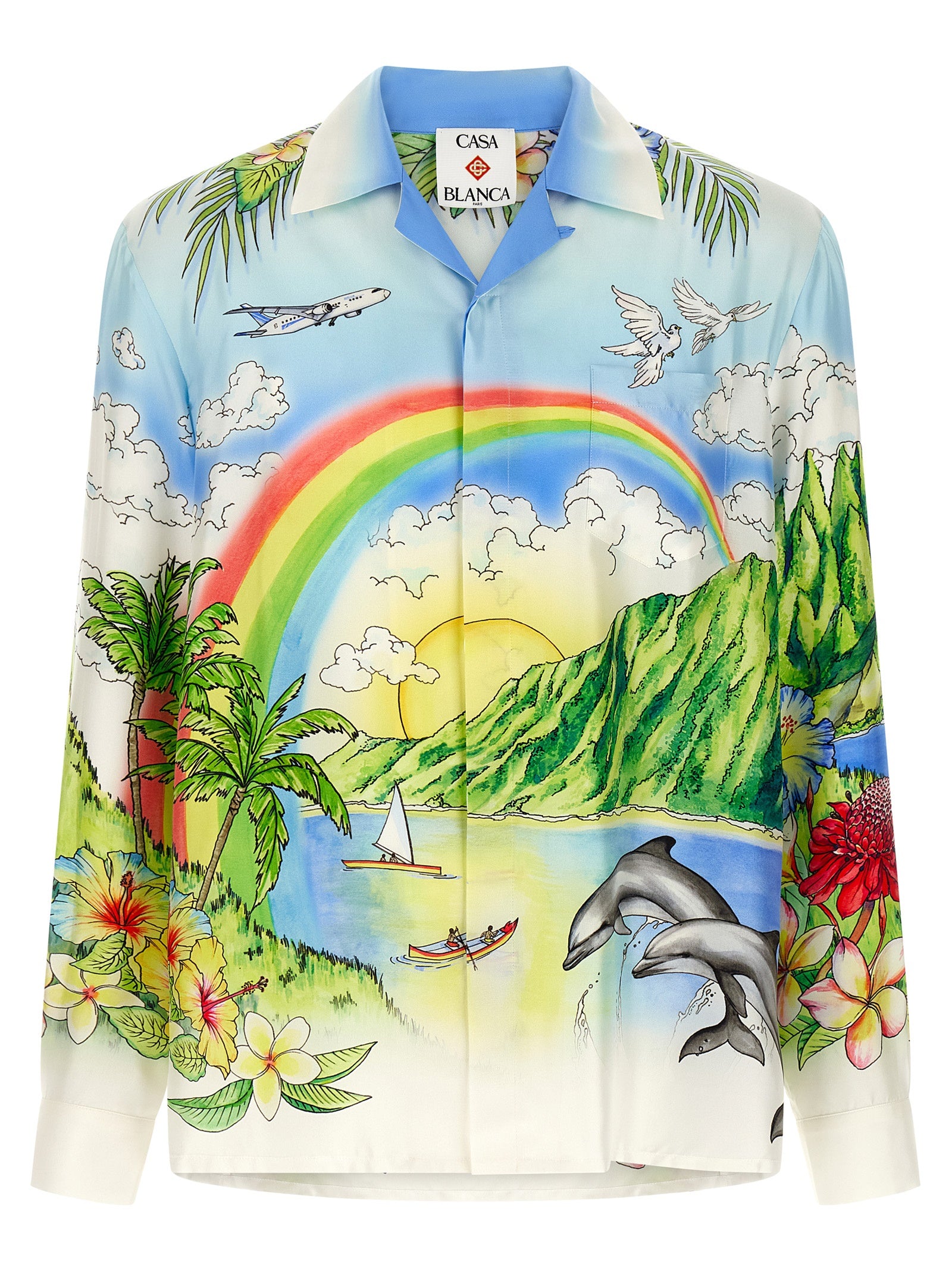 Shirt by Casablanca for men in silk twill multicolor & print showcases a sleek silhouette, elegantly detailed with a sleek and long-sleeve for a sleek finish.