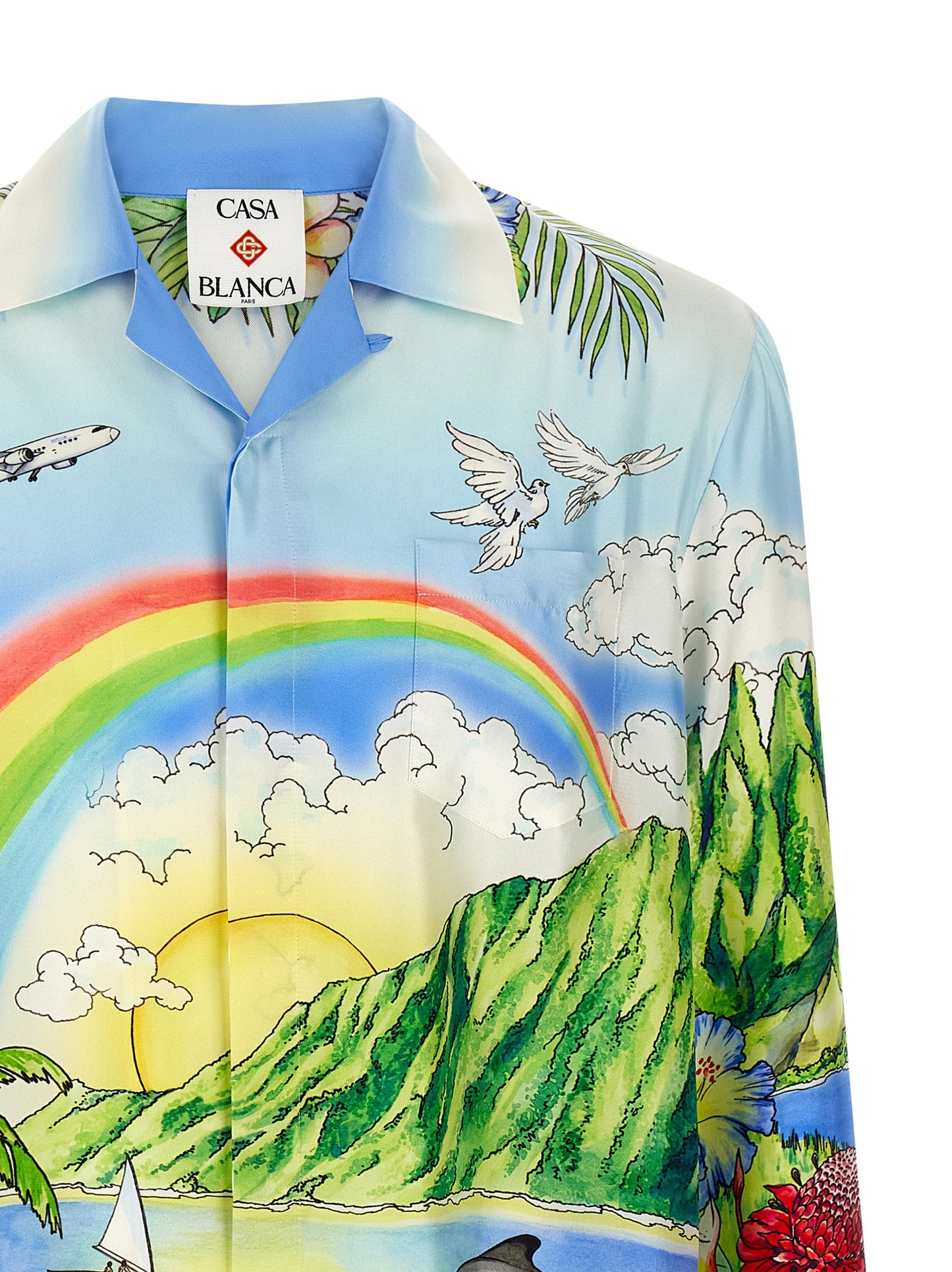 Shirt by Casablanca for men in silk twill multicolor & print features an architectural silhouette with a refined and elegant for a architectural look.