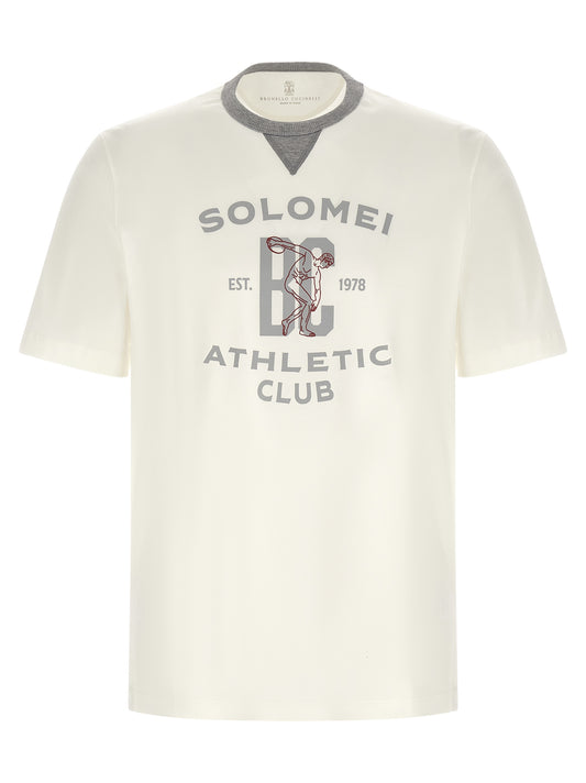 T-Shirt by Brunello Cucinelli for men in cotton white & print features an on trend silhouette, perfectly showcasing a on trend and for an elevated aesthetic.