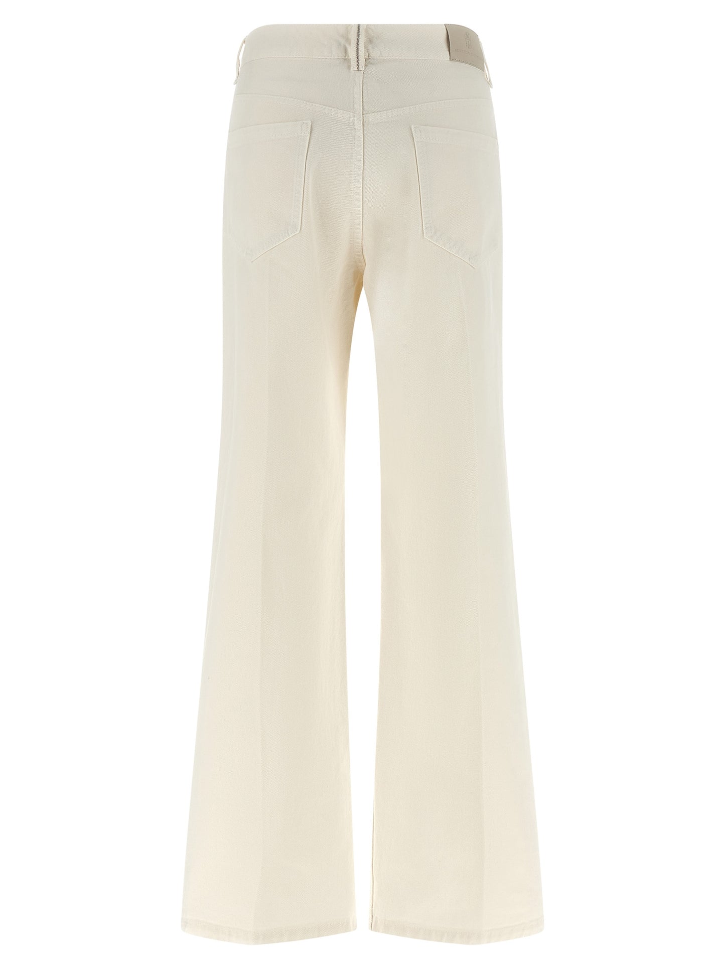 Jeans by Brunello Cucinelli for women in cotton denim white features a refined silhouette with a refined straight-leg, relaxed-fit & wide, defined by a and a refined long for a refined finish.