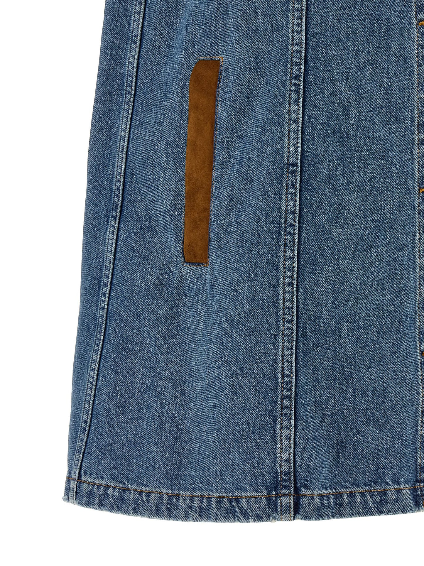 Dress by Versace for women in denim cotton & suede leather blue & signature presents a sinuous silhouette, showcasing a sophisticated and detailed with a sinuous short mini for a refined finish.