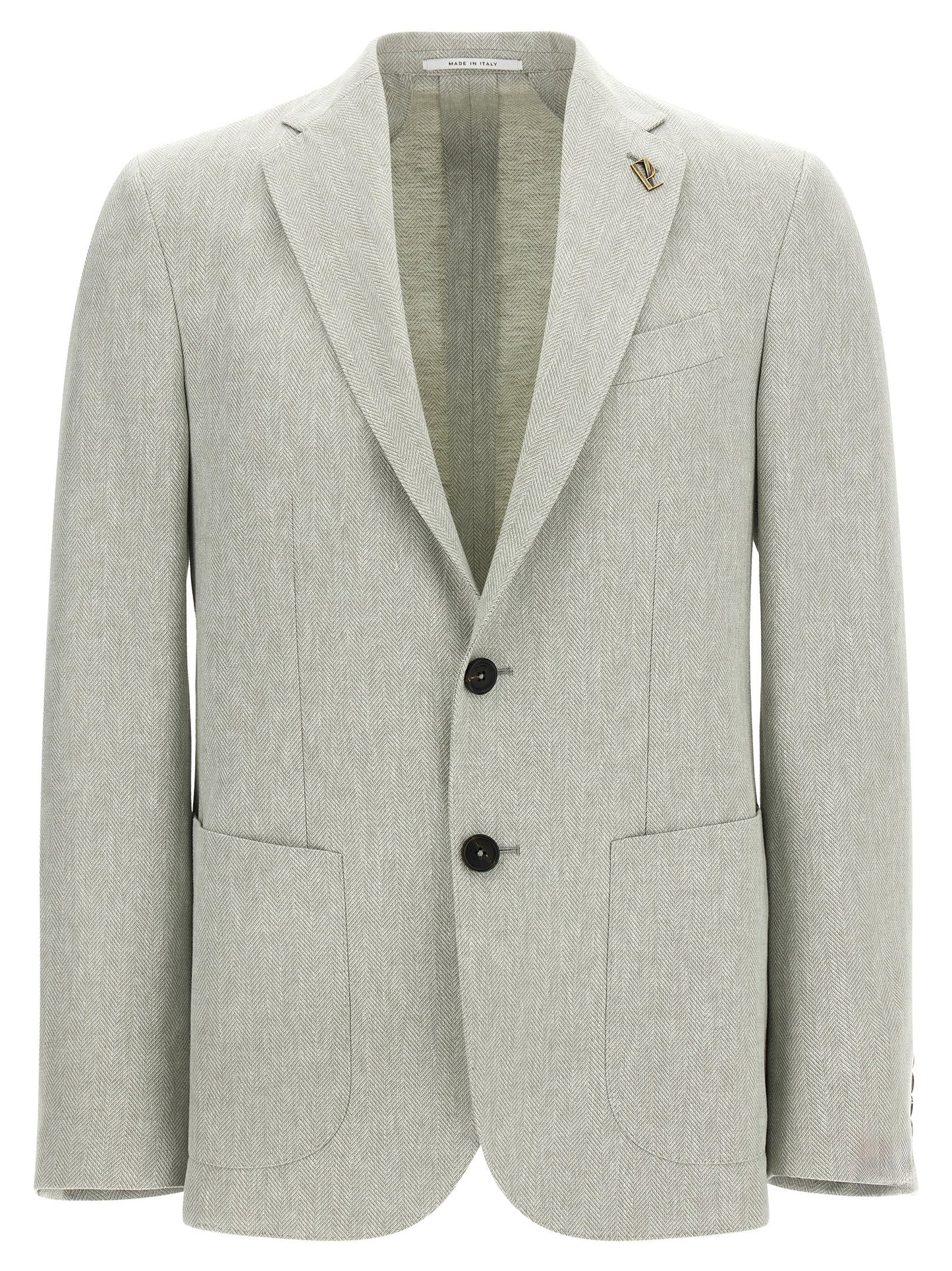 This Blazer by Pal Zileri for men in polyester & linen bicolour, green, patterned & chevron presents a tailored silhouette, meticulously tailored with a tailored and distinctive for a tailored finish.