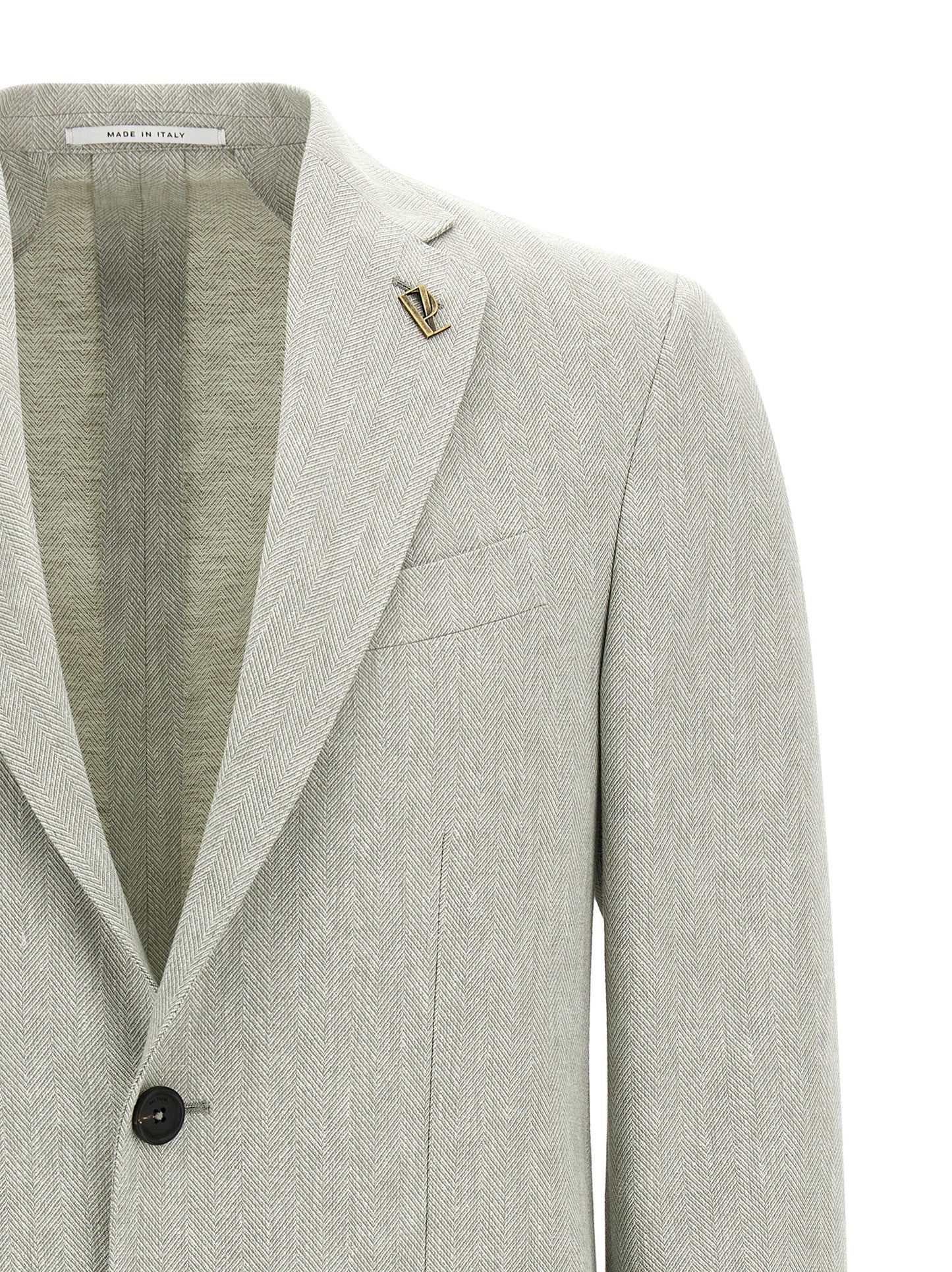 Blazer by Pal Zileri for men in polyester & linen bicolour, green, patterned & chevron features an stylish silhouette, showcasing a sophisticated and stylish for a truly stylish finish.