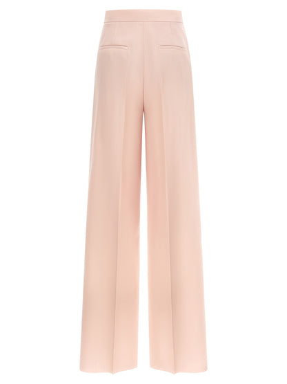 Trousers by Max Mara for women in silk mohair virgin wool multicolor & pink features a artisanal silhouette, showcasing a sophisticated wide with a long and high rise for a artisanal finish.