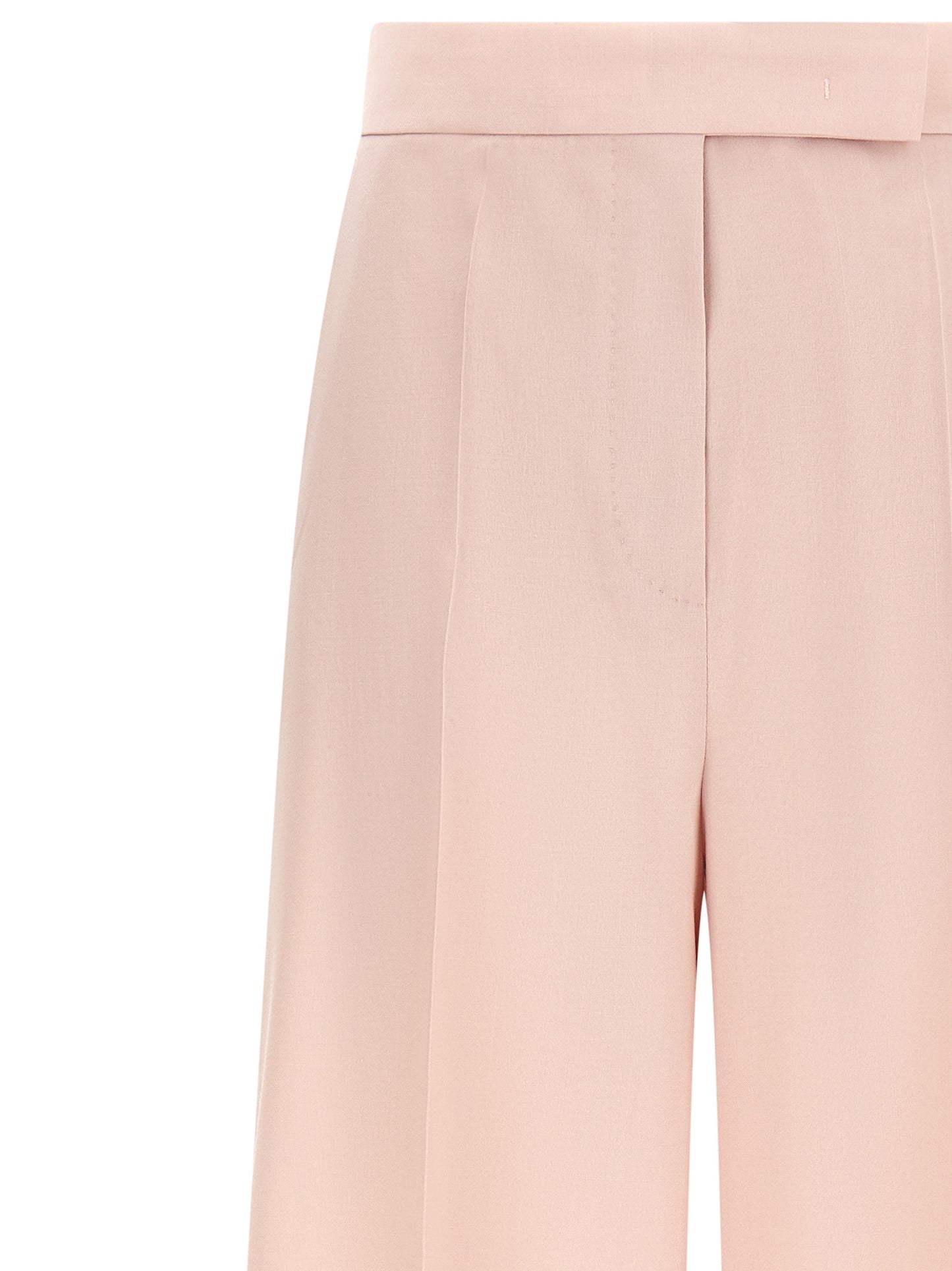 Trousers by Max Mara for women in silk mohair virgin wool multicolor & pink features a sculptural silhouette, showcasing a sculptural wide and long with a sophisticated high rise for a sculptural finish.