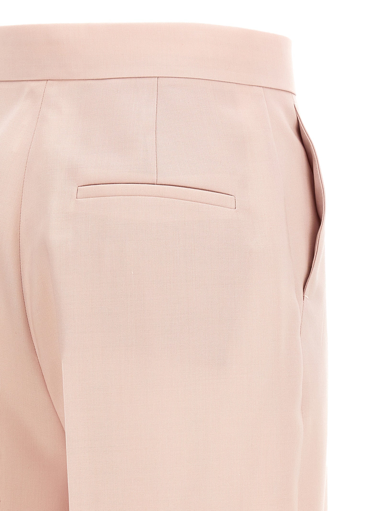 Trousers by Max Mara for women in silk mohair virgin wool multicolor & pink features an on trend silhouette, showcasing a sophisticated wide with a long and high rise for an on trend finish.