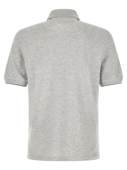 Polo Shirt by Brunello Cucinelli for men in cotton gray & jacquard features a eye catching silhouette, showcasing a refined and for a eye catching finish.
