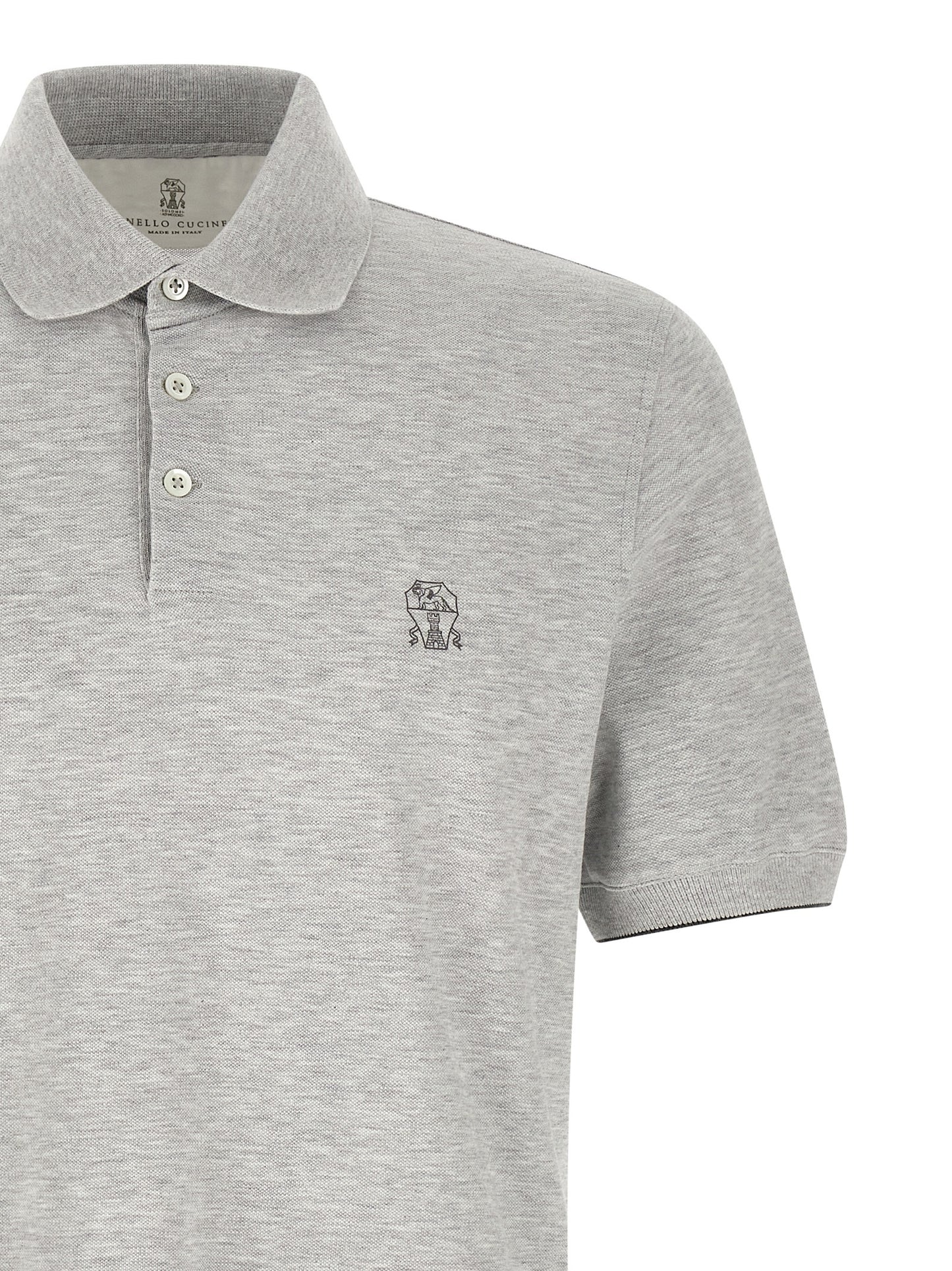 Polo Shirt by Brunello Cucinelli for men in cotton gray & jacquard showcases a enviable silhouette, featuring a refined and for a enviable finish.