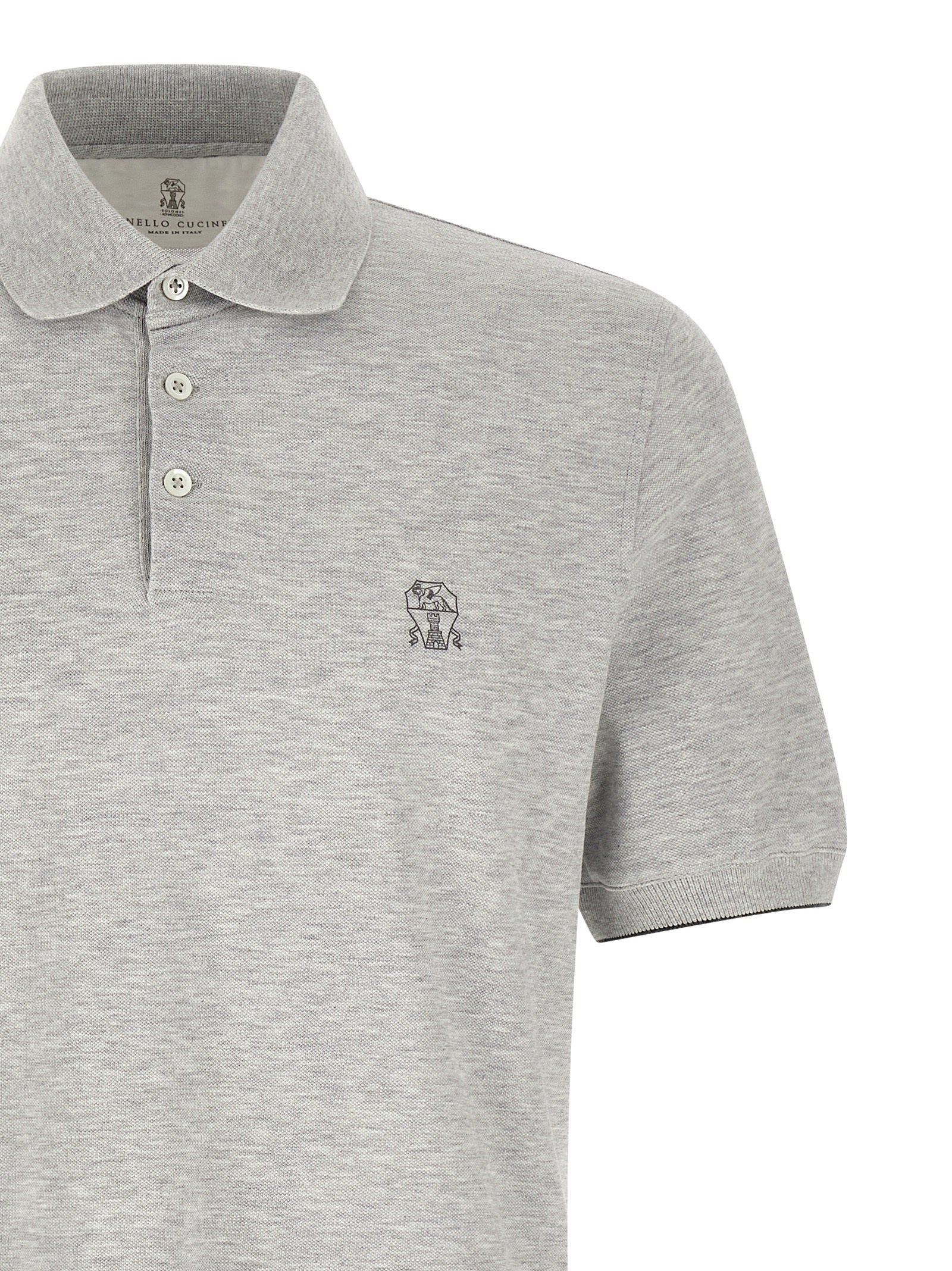 Polo Shirt by Brunello Cucinelli for men in cotton gray & jacquard showcases a enviable silhouette, featuring a refined and for a enviable finish.