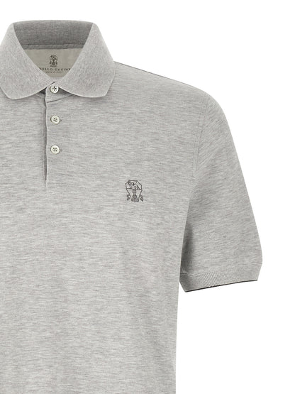 Polo Shirt by Brunello Cucinelli for men in cotton gray & jacquard showcases a enviable silhouette, featuring a refined and for a enviable finish.