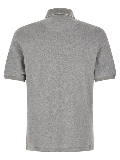 Polo Shirt by Brunello Cucinelli for men in cotton gray & signature showcases a sharp silhouette, detailed with a refined and sharp for a sophisticated finish.