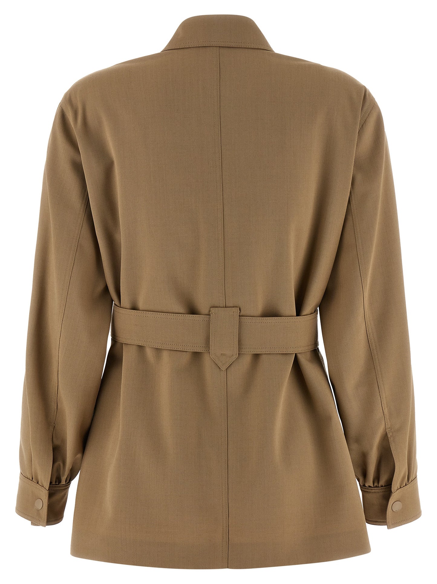 Blouse by Max Mara for women in virgin wool beige features an architectural silhouette with a refined and elegant for a architectural look.