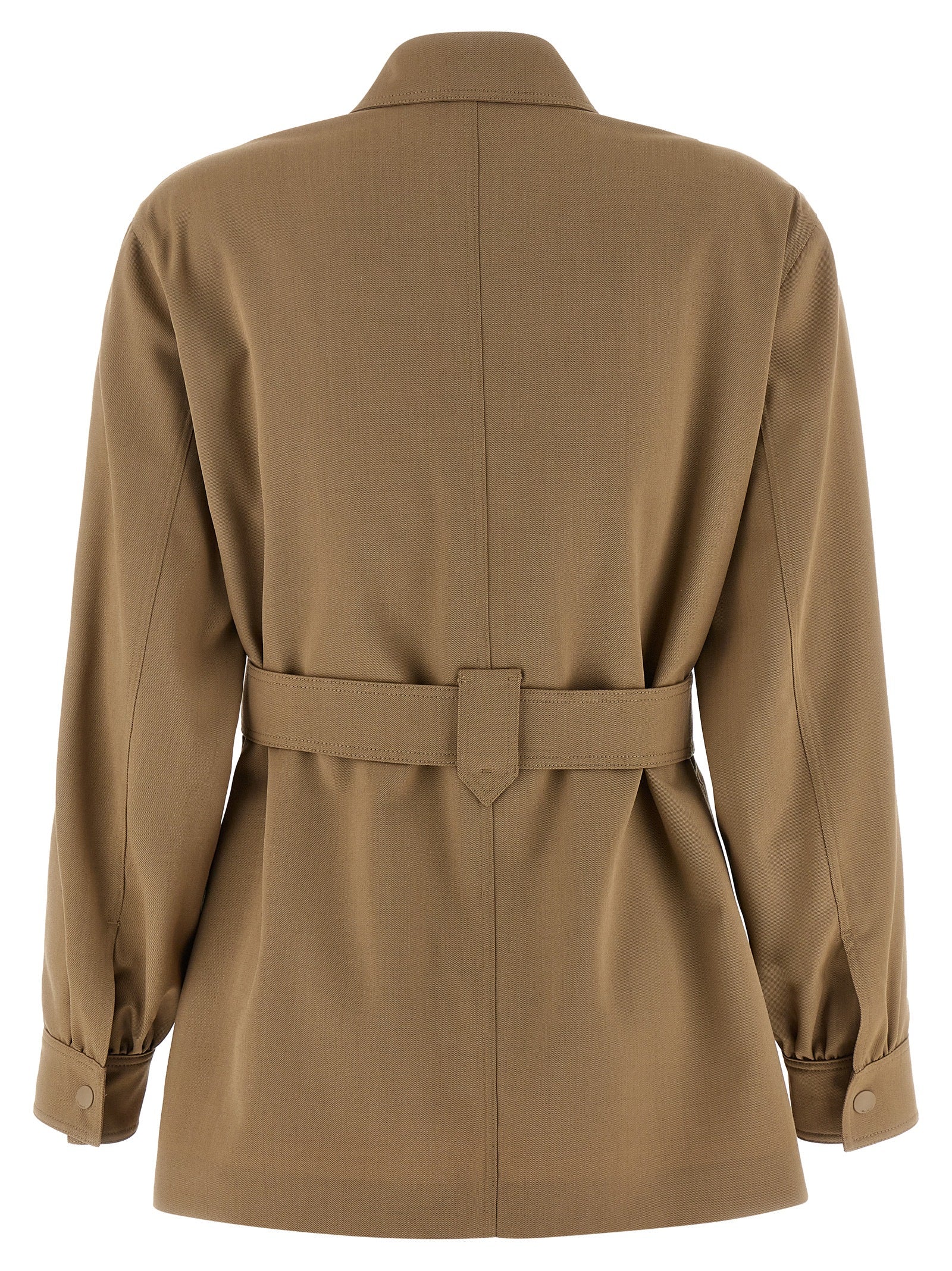 Blouse by Max Mara for women in virgin wool beige features an architectural silhouette with a refined and elegant for a architectural look.