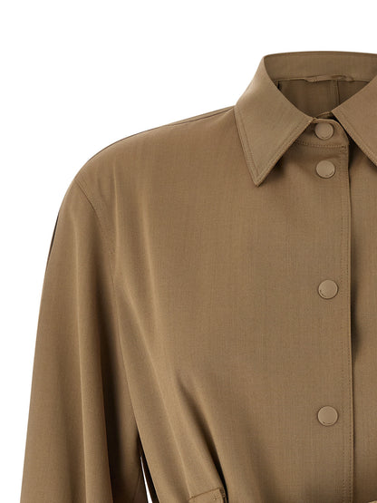 Blouse by Max Mara for women in virgin wool beige showcases a sleek silhouette, elegantly detailed with a sleek and for a sleek finish.