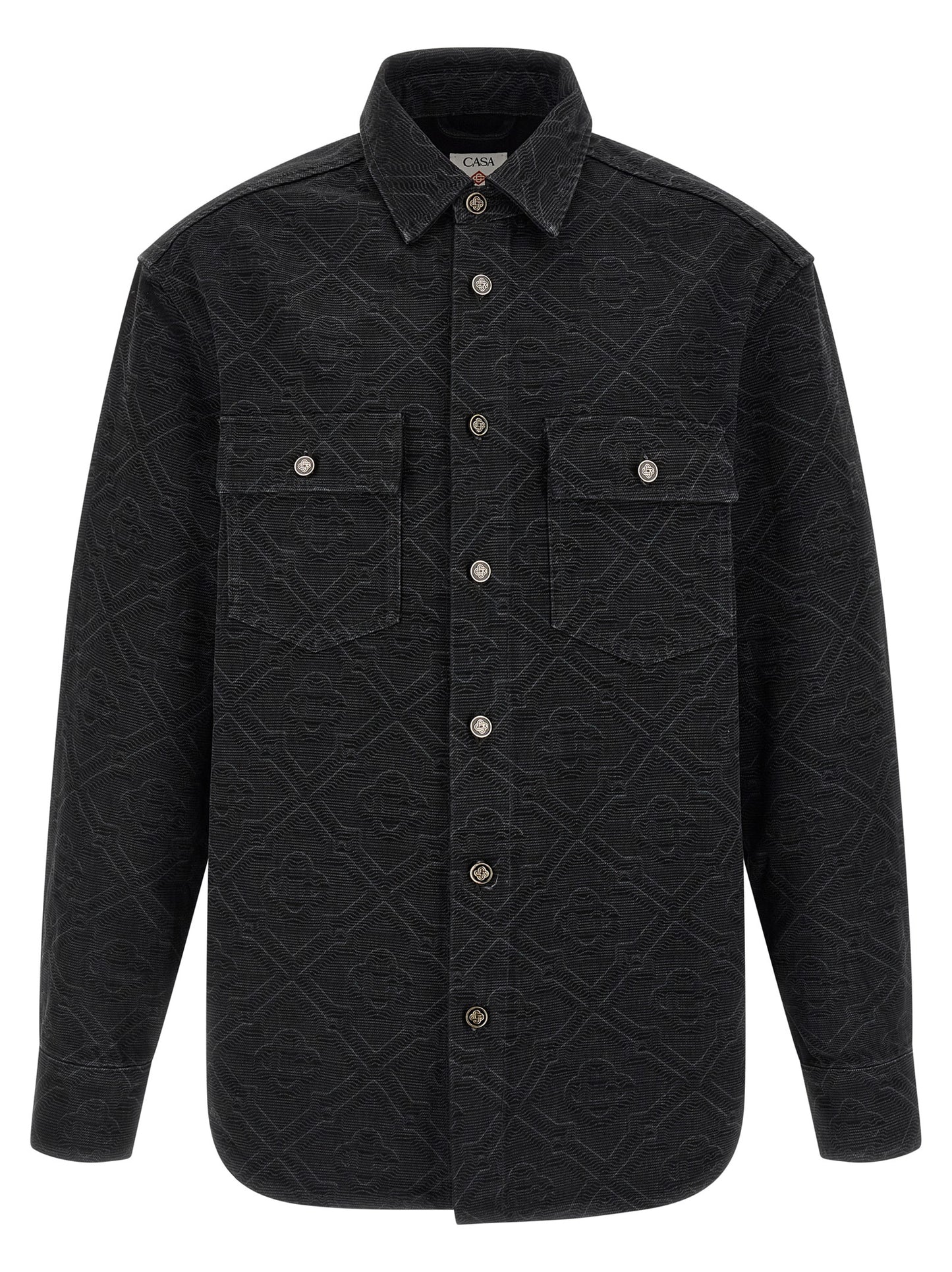 Overshirt by Casablanca for men in denim cotton black & monogram, featuring a nuanced and nuanced for a sophisticated finish.