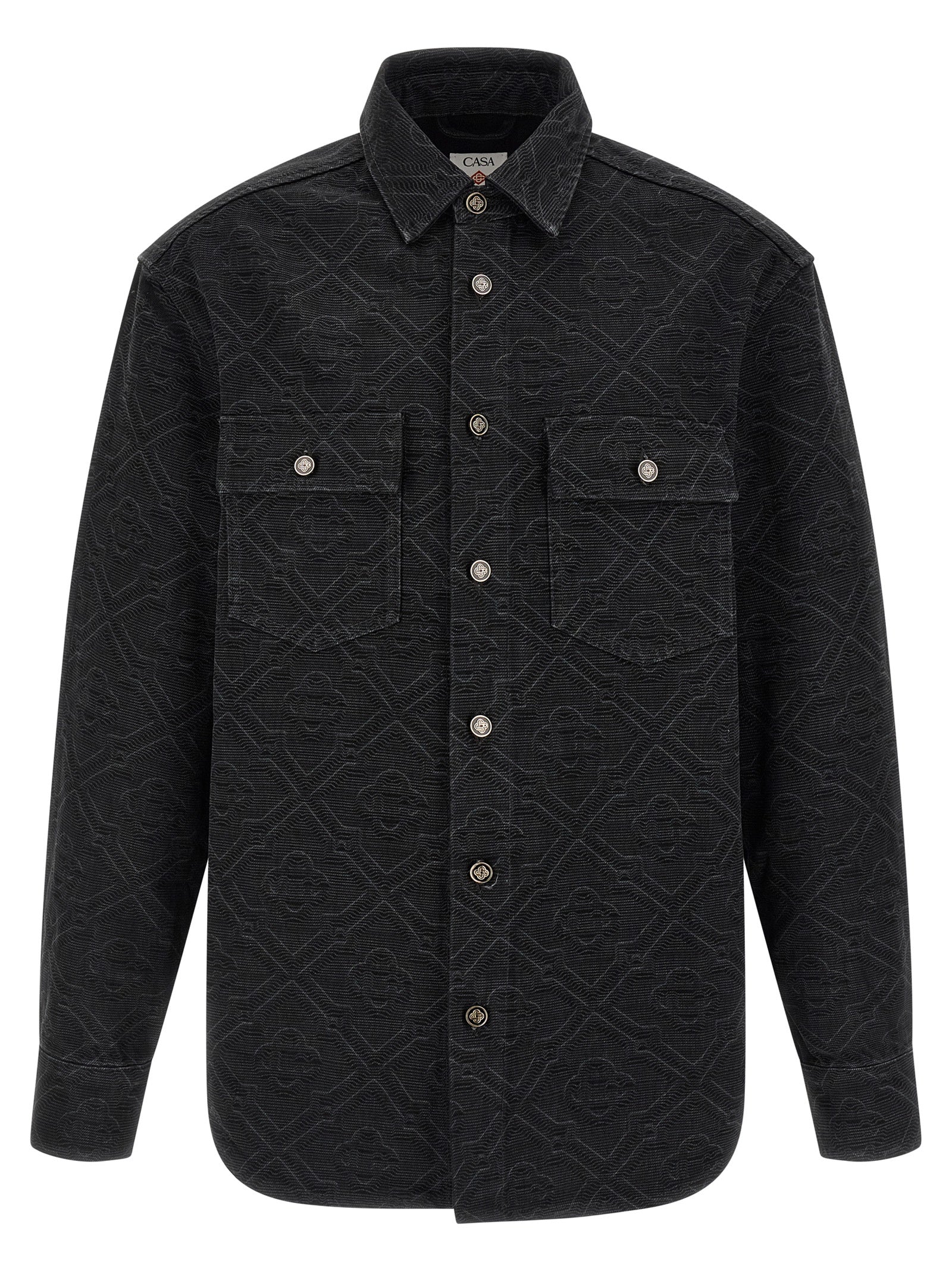 Overshirt by Casablanca for men in denim cotton black & monogram, featuring a nuanced and nuanced for a sophisticated finish.