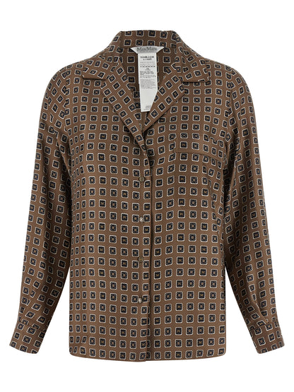 Blouse by Max Mara for women in silk twill brown & print showcases a sublime silhouette, artfully detailed with a sublime and for a sophisticated, sublime finish.