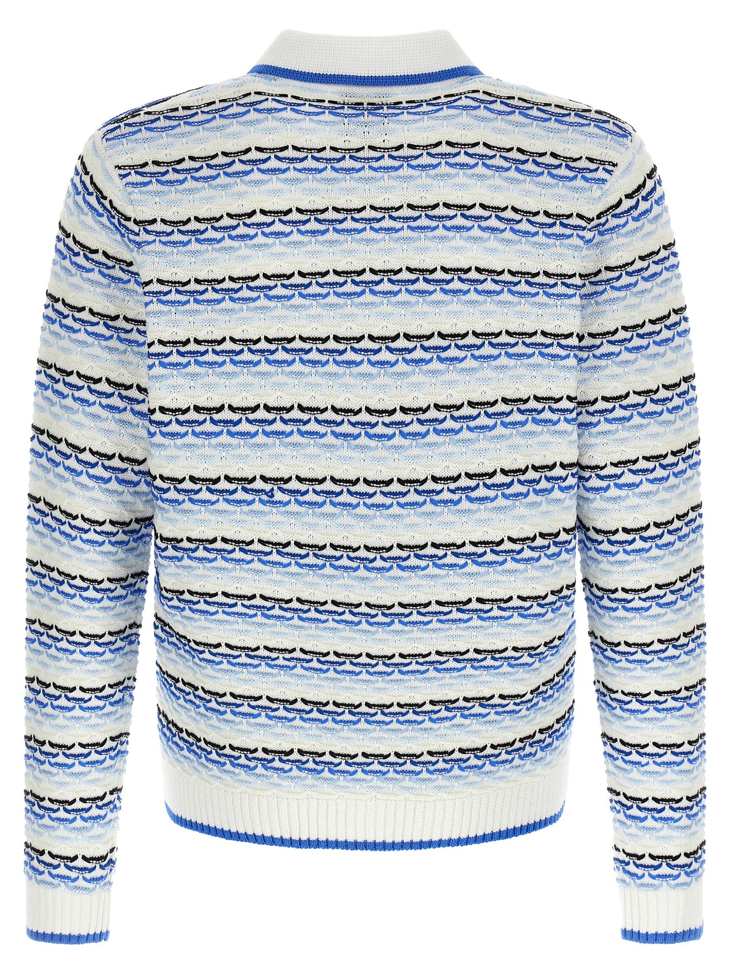 Polo Shirt by Casablanca for men in cotton blue & pearl showcases a sharp silhouette, detailed with a refined and sharp for a sophisticated finish.