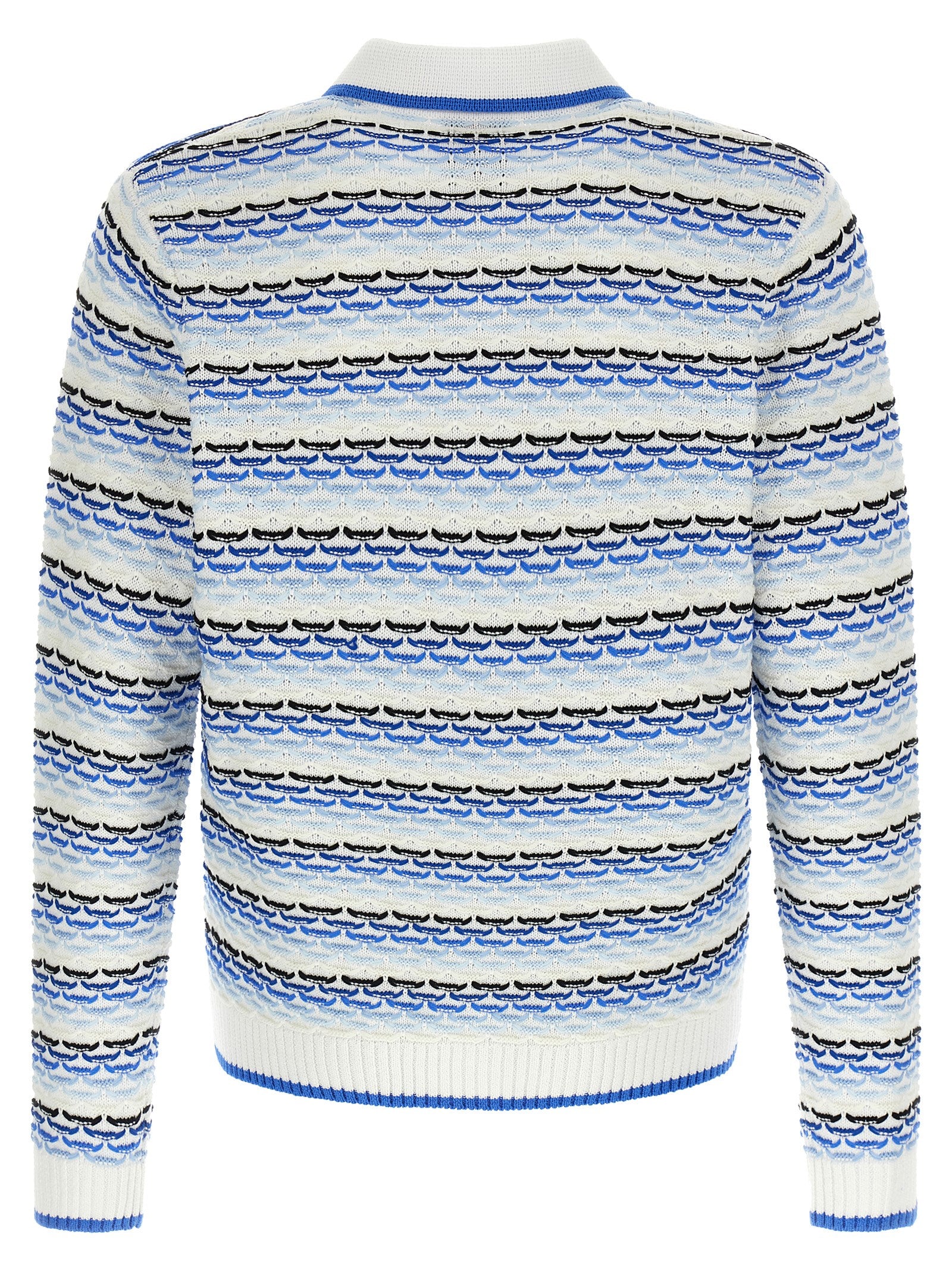 Polo Shirt by Casablanca for men in cotton blue & pearl showcases a sharp silhouette, detailed with a refined and sharp for a sophisticated finish.