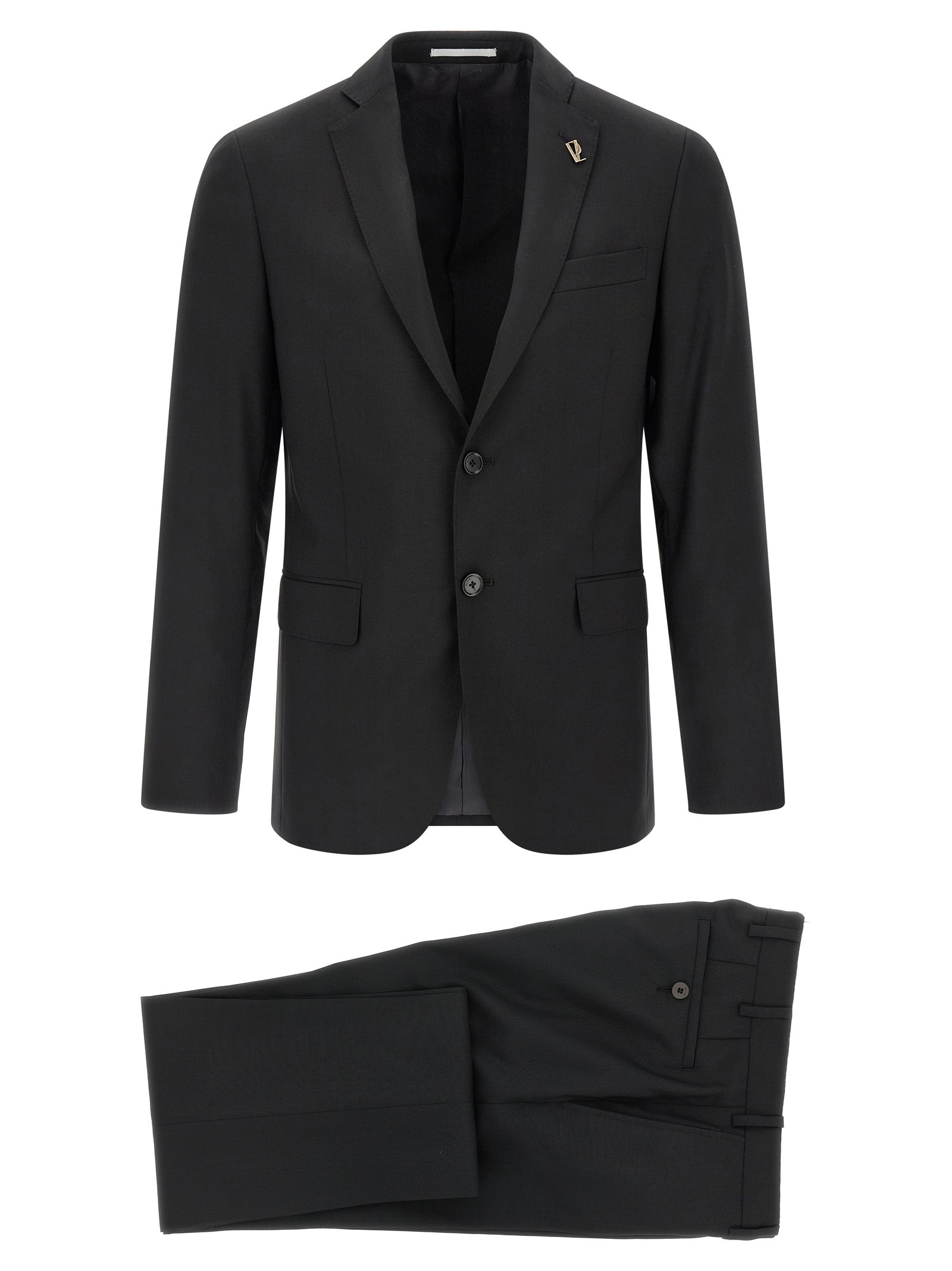 Pant Suit by Pal Zileri for men in wool black showcases a sartorial silhouette, artfully detailed with a sophisticated and a sartorial for a refined, high-fashion aesthetic.