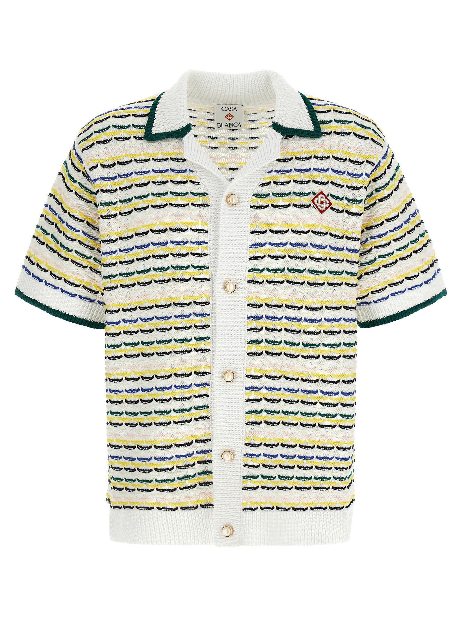 Shirt by Casablanca for men in cotton multicolor & pearl features an architectural silhouette with a refined short-sleeve and elegant for a architectural look.
