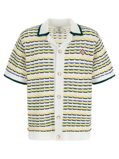 Shirt by Casablanca for men in cotton multicolor & pearl features an architectural silhouette with a refined short-sleeve and elegant for a architectural look.