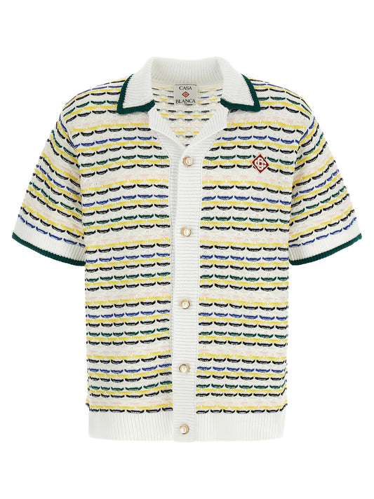 Shirt by Casablanca for men in cotton multicolor & pearl features an architectural silhouette with a refined short-sleeve and elegant for a architectural look.