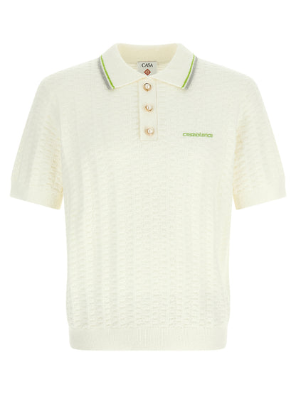 Polo Shirt by Casablanca for men in nylon & cotton pearl & white showcases a enviable silhouette, featuring a refined and short-sleeve for a enviable finish.